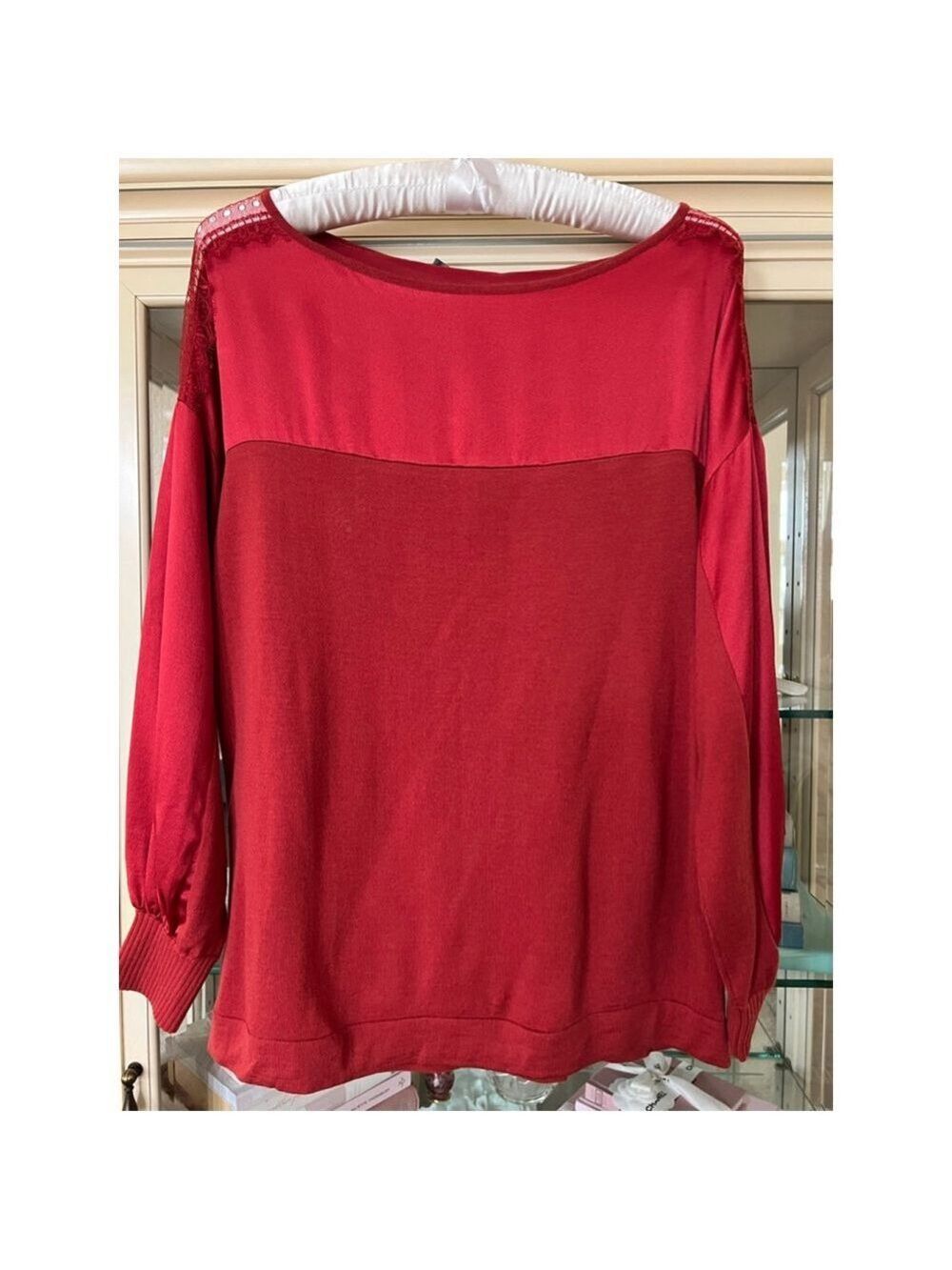 NWT Women's ALBERTA FERRETTI Red Crew Neck Sweater Size 6